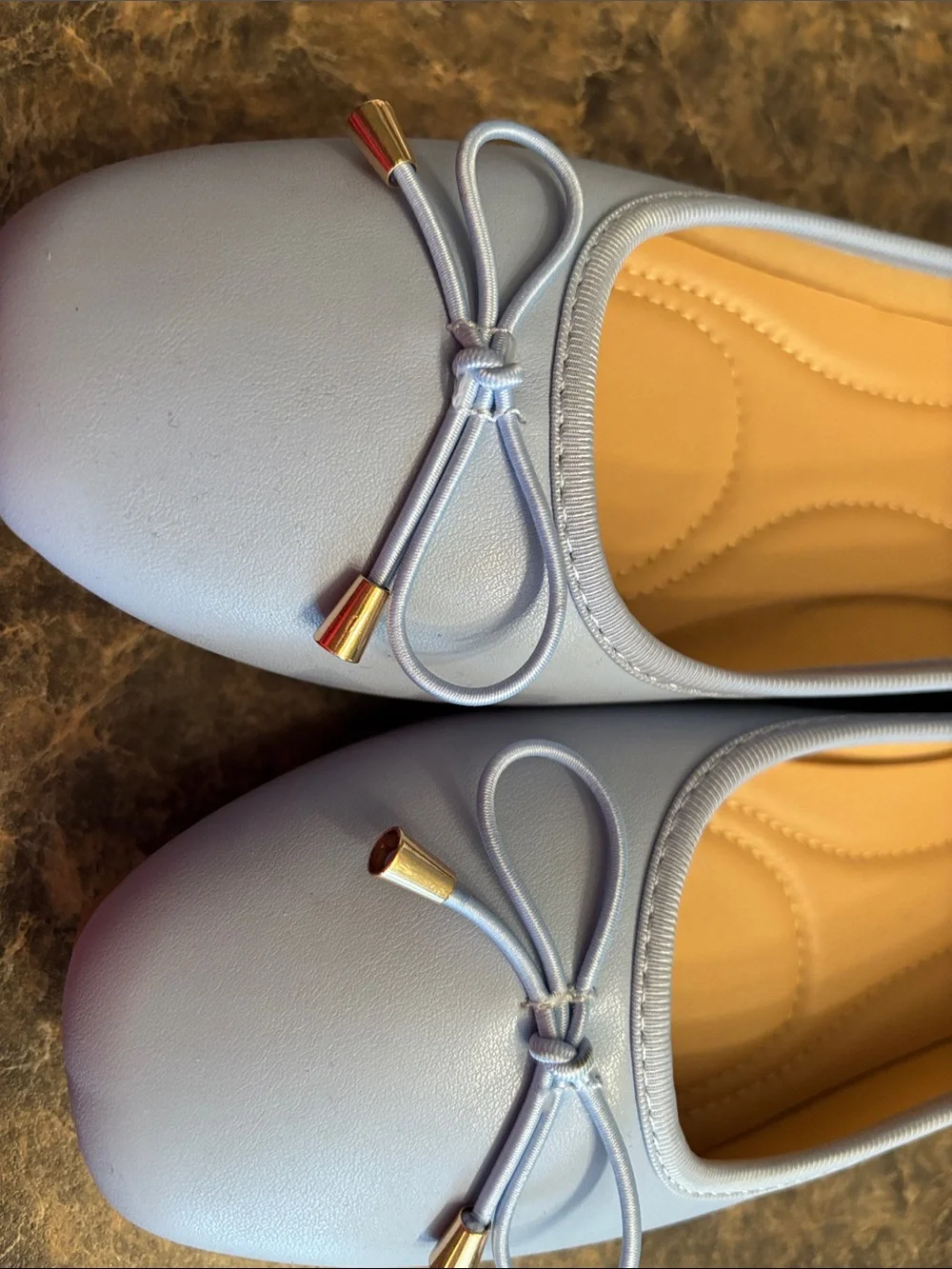 Moda Pastel Blue Ballet Flats with Bow Accent.  8.5
